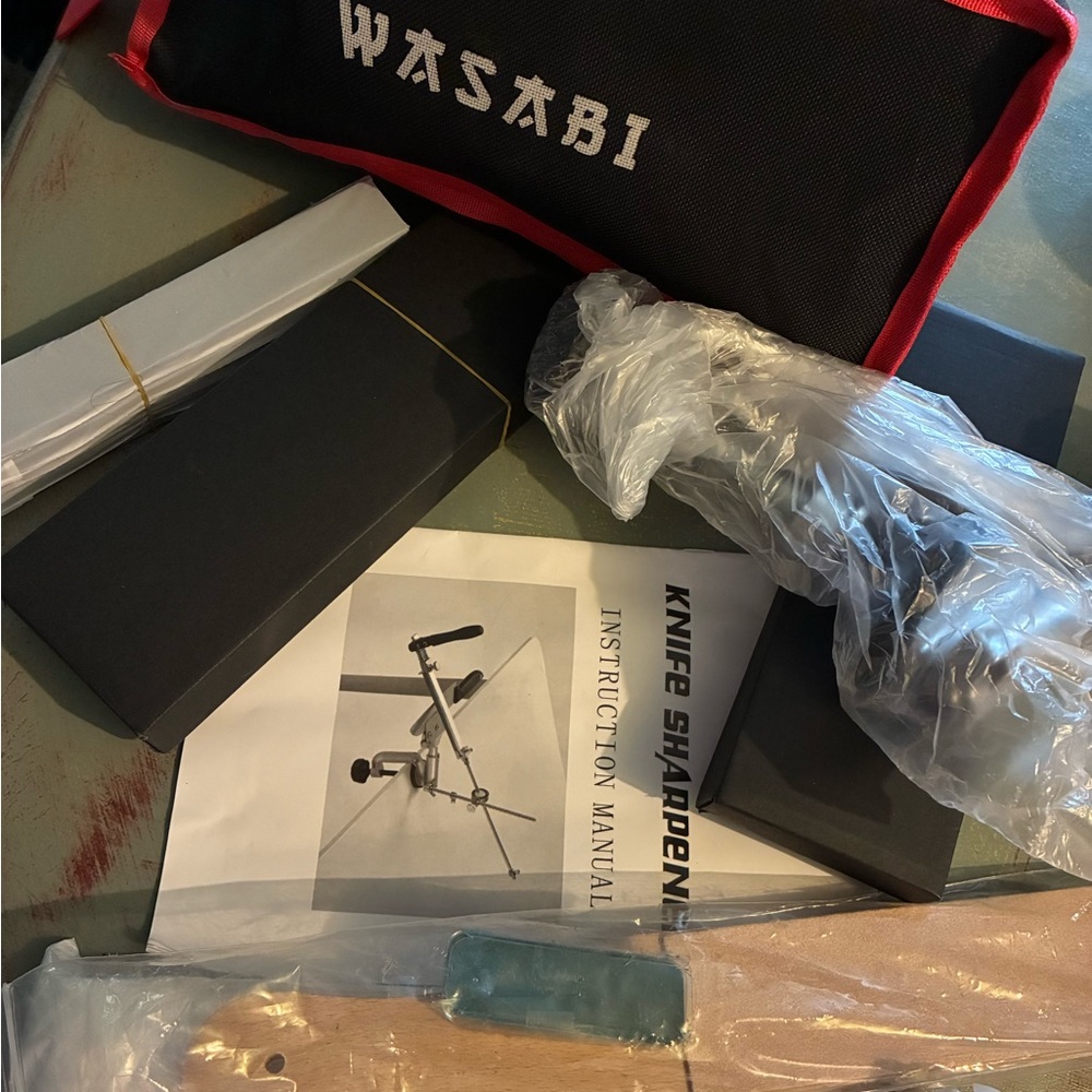 New! Wasabi Knife Sharpening Kit with Case - Black & Red